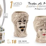 VASO TESTA DI MORO UOMO DONNA STIL SICILIA CERAMICA CENTROTAVOLA 18*12cm