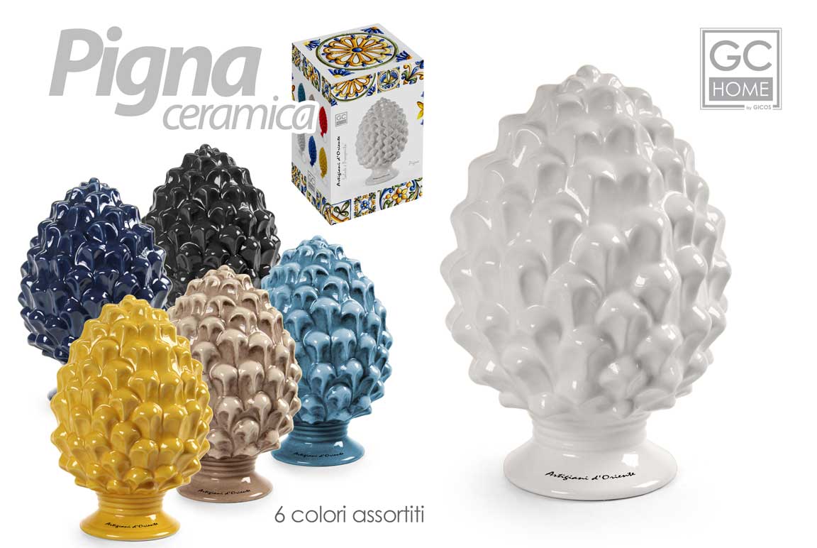 8025569862373 PIGNA CERAMICA STIL SICILIA SEGNAPOSTO prosperità augurio fortuna benvenuto 25cm - immagine 1