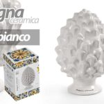 PIGNA IN CERAMICA STILE SICILIANA DECORATIVA SEGNAPOSTO BOMBONIERA BIANCA 10 CM