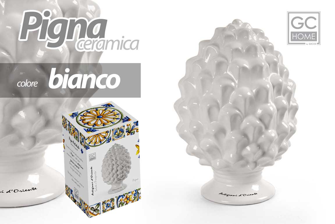 8025569862441 PIGNA IN CERAMICA STILE SICILIANA DECORATIVA SEGNAPOSTO BOMBONIERA BIANCA 10 CM - immagine 1