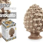 PIGNA SICILIANA CERAMICA SEGNAPOSTO BOMBONIERA BEIGE ANTICATO SICILIA 10*8cm