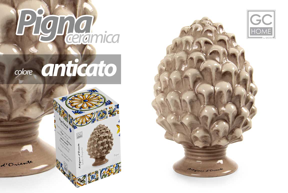 8025569862489 PIGNA SICILIANA CERAMICA SEGNAPOSTO BOMBONIERA BEIGE ANTICATO SICILIA 10*8cm - immagine 1