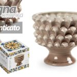 VASO PIGNA CERAMICA PIANTE FIORI PIGNE SEGNAPOSTO STIL SICILIA ANTICATA 17*15cm