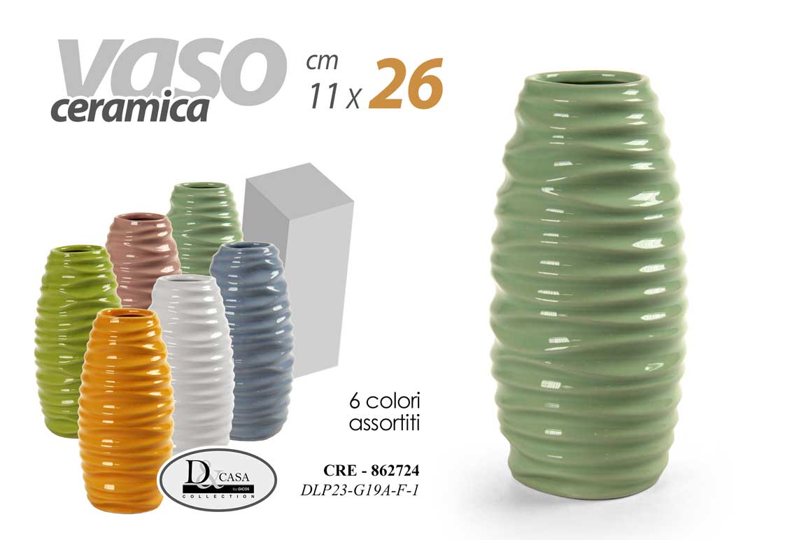 8025569862724 VASO IN CERAMICA FIORI ELEGANTE CENTROTAVOLA EVENTI CLASSICO MODERNO COLOR 26 cm - immagine 1
