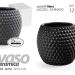 VASO CERAMICA PIANTE CENTROTAVOLA EVENTI SEGNAPOSTO CLASSICO MODERNO NERO 12*11