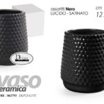 VASO CERAMICA PIANTE CENTROTAVOLA EVENTI SEGNAPOSTO CLASSICO MODERNO NERO 12*h11