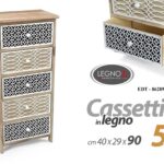 CASSETTIERA MOBILETTO SLIM SALVASPAZIO 5 CASSETTI LEGNO NATUR MARRONE 90*40*29cm
