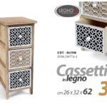 CASSETTIERA SLIM SALVASPAZIO 3 CASSETTI MOBILETTO LEGNO MARRONE 62*26*32 cm