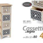 CASSETTIERA SLIM SALVASPAZIO 4 CASSETTI MOBILETTO LEGNO MARRONE 80*26*32 cm