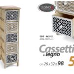 CASSETTIERA SLIM SALVASPAZIO 5 CASSETTI MOBILETTO LEGNO MARRONE 98*26*32 cm