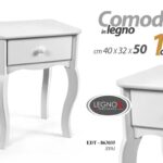 COMODINO 1 CASSETTO CAMERA LETTO SALOTTO UFFICIO CLASSICO LEGNO BIANCO 50*40*32