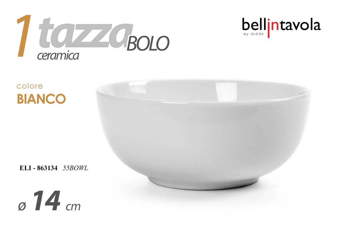 8025569863134 Tazza bolo colazione ciotola zuppa vellutata ceramica bianco moderno 14 cm - immagine 1