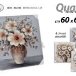 QUADRO STAMPA SU TELA Canvas LEGNO FIORI FIORE VASO COLOR ASSORTITI B 60*60 cm