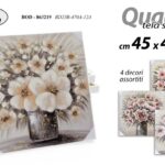 QUADRO STAMPA SU TELA Canvas LEGNO FIORI FIORE VASO COLOR ASSORTITI AM 45*45 cm