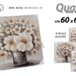 QUADRO STAMPA SU TELA Canvas LEGNO FIORI FIORE VASO COLOR ASSORTITI AM 60*60 cm