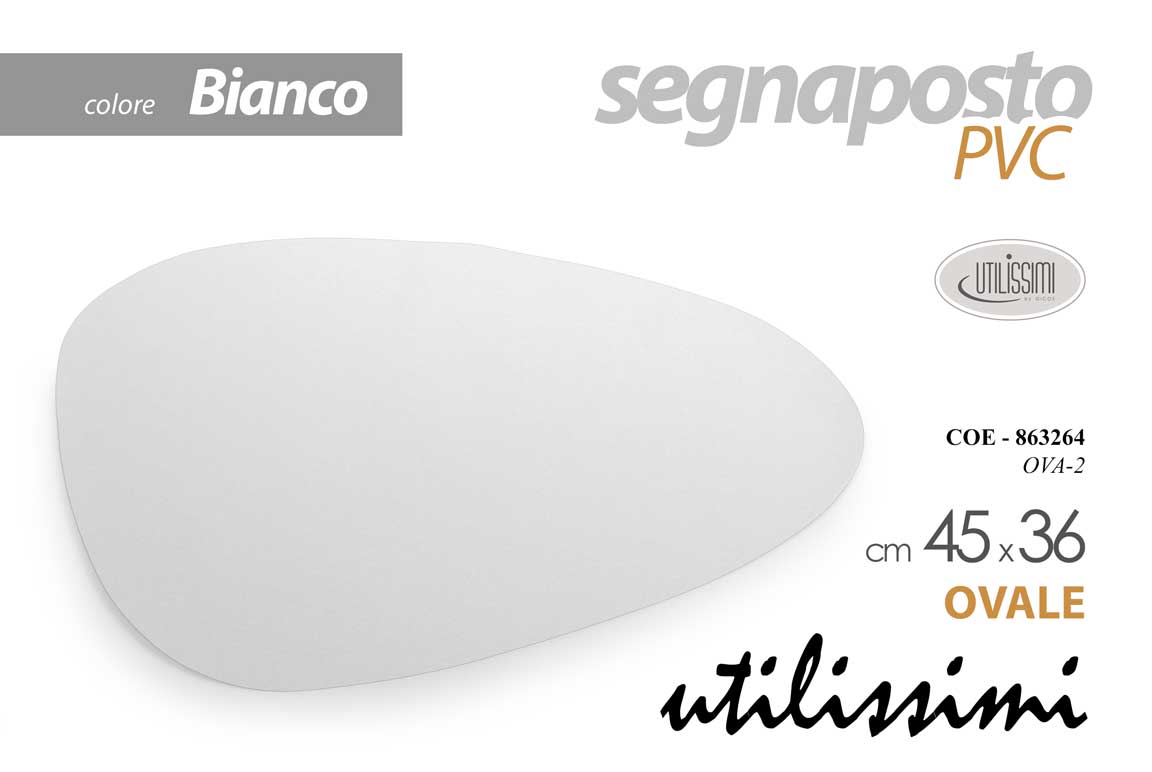 8025569863264 Segnaposto sottopiatto ovale tovaglietta americana elegante pvc bianco 45x36 cm - immagine 1