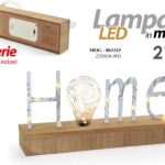 LAMPADA LUMETTO Decorativa TAVOLO LEGNO Luce LED scritta Metallo HOME 34*15 CM