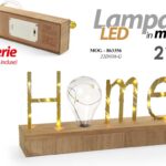 LAMPADA LUMETTO Decorativa TAVOLO LEGNO Luce LED scritta Metallo HOME ORO 34*15