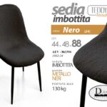 SEDIA METALLO TESSUTO NERO PIEDI NERI SALOTTO SALA PRANZO ATTESA 88*44*48 cm
