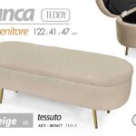 PANCA CONTENITORE TESSUTO Cassapanca POUF BAULE PIEDI METALLO ORO 122*41*h47 cm