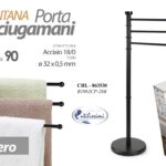 Piantana Portasciugamani da Terra 3 Bracci Orientabili ACCIAIO MODERNO NERO 90cm