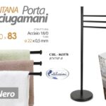 Piantana Portasciugamani da Terra 3 Bracci Orientabili ACCIAIO MODERNO NERO 83cm