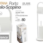 Piantana DA TERRA Porta Scopino Portarotolo Portascopino ACCIAIO MODERNO B 80 cm