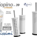 Portascopino da bagno Porta Scopino WC Spazzolone Water METALLO BIANCO 39*10 cm