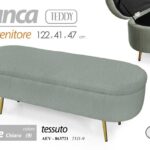 PANCA CONTENITORE TESSUTO Cassapanca POUF BAULE PIEDI METALLO ORO 122*41*h47 cm