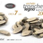 SACCHETTO TRONCHETTI DECORATIVI DISCHI LEGNO NATURALE BRICOLAGE ARTE 200 GR 7cm