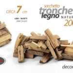 SACCHETTO TRONCHETTI DECORATIVI TRONCO LEGNO NATURALE BRICOLAGE ARTE 200 GR 7 CM