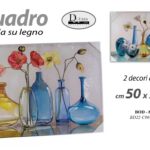 QUADRO STAMPA SU TELA Canvas LEGNO FIORI FIORE VASI BOTT VETRO ASSORT 50*70 cm