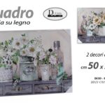 QUADRO STAMPA SU TELA Canvas LEGNO FIORI FIORE VASO SHABBY CHIC ASSORTITI 50*70