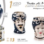 VASO TESTA DI MORO UOMO DONNA STIL SICILIA CERAMICA CENTROTAVOLA 13*8cm