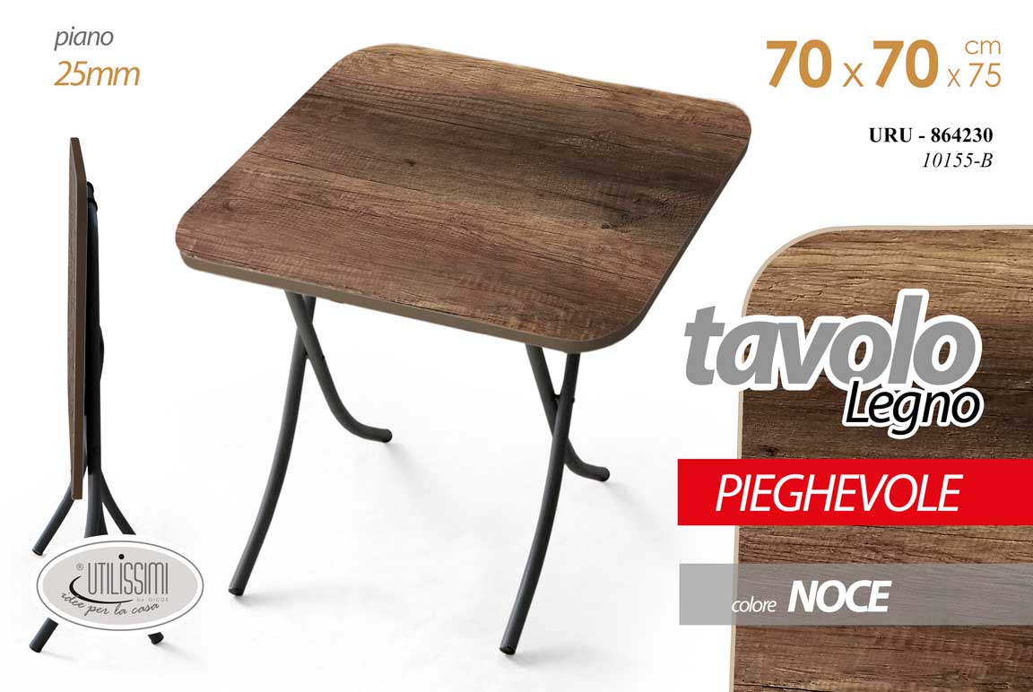 8025569864230 TAVOLO PIEGHEVOLE SALVASPAZIO CAMERA SCRIVANIA MDF LEGNO COLOR NOCE 70*h75CM - immagine 1