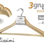 3 Gruccia appendiabiti armadio salvaspazio legno eucalipto naturale casa 45 cm