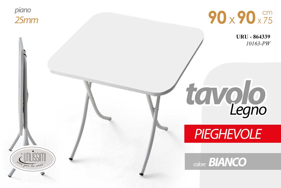 8025569864339 TAVOLO PIEGHEVOLE SALVASPAZIO CUCINA CAMERA SCRIVANIA LEGNO BIANCO 90*90*h75CM - immagine 1