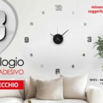 OROLOGIO ADESIVO DA PARETE MURO MODERNO VINTAGE SILENZIOSO NUMERI SPECCHIO 50 CM