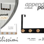Appendiabiti per porta bagno camera 4 ganci salvaspazio metallo legno ass 35 cm
