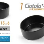 Ciotola tonda ceramica nera insalatiera zuppa moderno cucina elegante 15*6 cm
