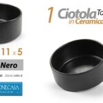 Ciotola tonda ceramica nera insalatiera zuppa moderno cucina elegante 11*5 cm