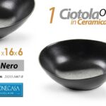 Ciotola insalatiera ovale ceramica nera moderno cucina tavola elegante 20*16*6