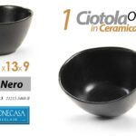Ciotola insalatiera ovale ceramica nera moderno cucina tavola elegante 16*13*9