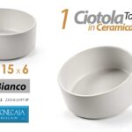 Ciotola insalatiera tonda aperitivo salse ceramica bianco moderno cucina 15x6 cm