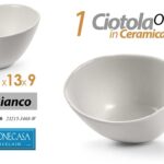 Ciotola ovale insalatiera buffet ceramica bianco moderno cucina tavola 16*13*9