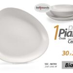 Piatto piano portata vassoio ovale ceramica bianco moderno elegante 30x26x3 cm
