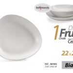 Piatto frutta dolce dessert ovale ceramica bianco moderno elegante 22*20*3 cm