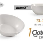 Ciotola ovale insalatiera buffet ceramica bianco moderno cucina tavola 13x11x5