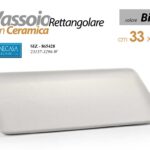 Vassoio piatto rettangolare ceramica bianco moderno cucina tavola elegante 33*16