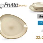 Piatto frutta dolce dessert ovale beige ceramica moderno elegante 22*20*3 cm